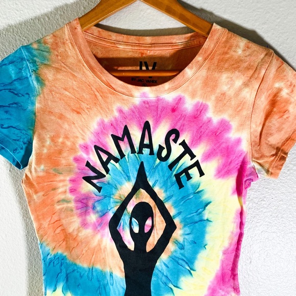 Namaste Nerds tie dyed vneck tshirt - Picture 3 of 5